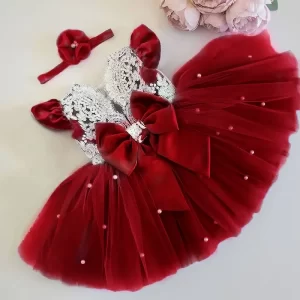 Summer Girl Party Dress Embroidery Lace Bow Baby Tutu Gown Kid Birthday Princess Costume Infant Baptism Clothes Bridesmaid Dress