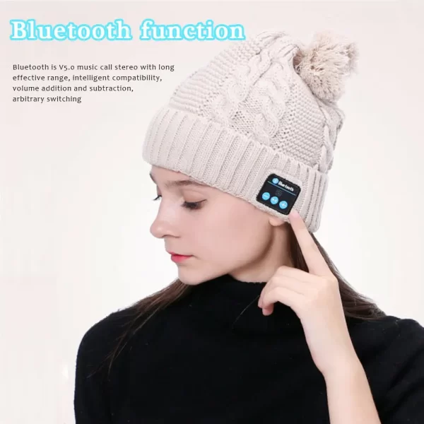 Bluetooth Hat Women kids Beanie Wireless Beanie Headset Headphones Cap Over Ear Music Handsfree Earphones with Mic Speaker - Image 12