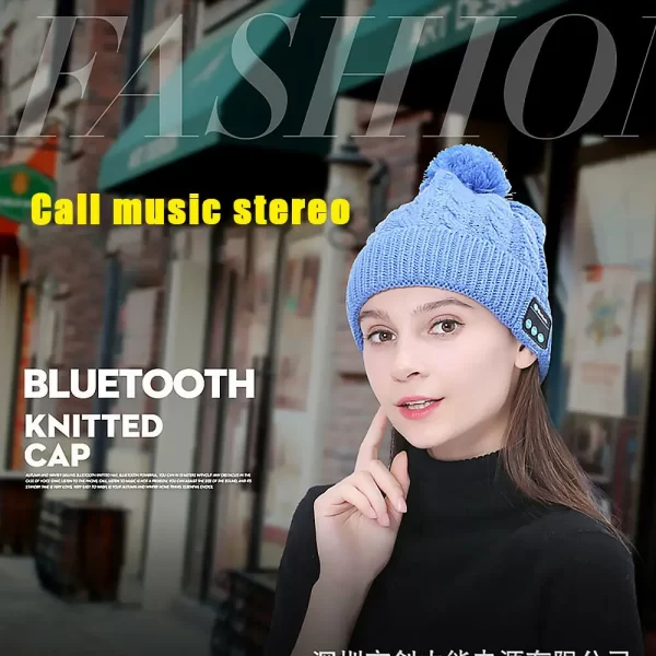 Bluetooth Hat Women kids Beanie Wireless Beanie Headset Headphones Cap Over Ear Music Handsfree Earphones with Mic Speaker - Image 4