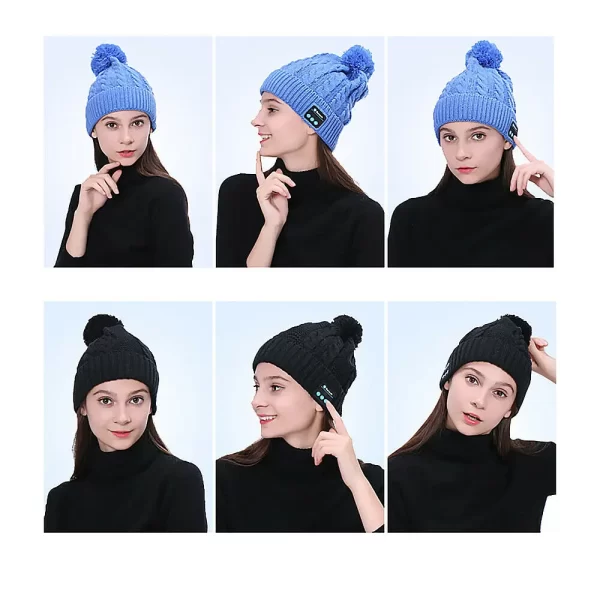 Bluetooth Hat Women kids Beanie Wireless Beanie Headset Headphones Cap Over Ear Music Handsfree Earphones with Mic Speaker - Image 11