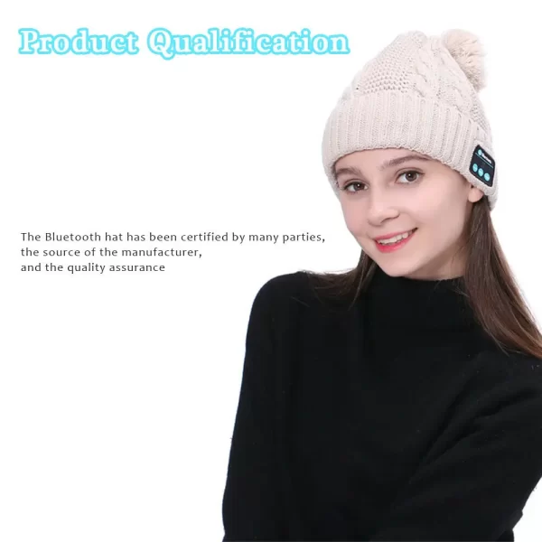 Bluetooth Hat Women kids Beanie Wireless Beanie Headset Headphones Cap Over Ear Music Handsfree Earphones with Mic Speaker - Image 15