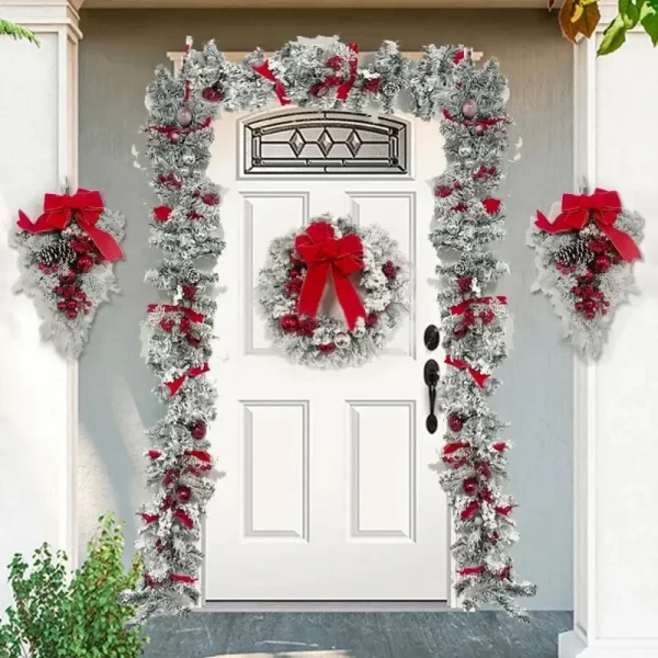 Christmas Wreath for Front Door Christmas Vine Hanging Garland Decoration Flower Garland Outdoor Home Decor Christmas Decoration - Image 5