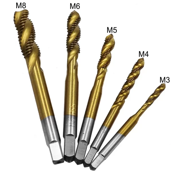 1pc Titanium Coated HSS Spiral Flute Screw Threading Taps Drill Tools For Machine Metals M3 M4 M5 M6 M8 Metric Hand Tool - Image 3