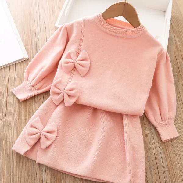 Girls Clothing Set 2-piece Long sleeved Sweater Set Autumn/Winter Sweatshirt+Skirt Set Childrens Clothing for the Start of Schoo - Image 4