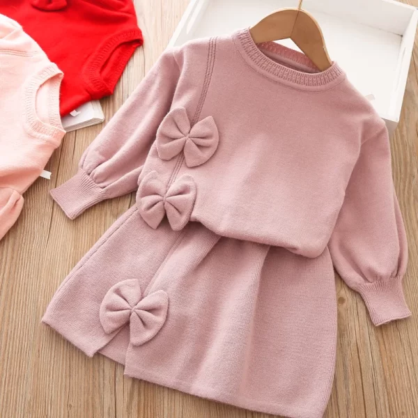 Girls Clothing Set 2-piece Long sleeved Sweater Set Autumn/Winter Sweatshirt+Skirt Set Childrens Clothing for the Start of Schoo - Image 2