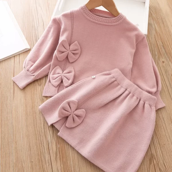 Girls Clothing Set 2-piece Long sleeved Sweater Set Autumn/Winter Sweatshirt+Skirt Set Childrens Clothing for the Start of Schoo - Image 3