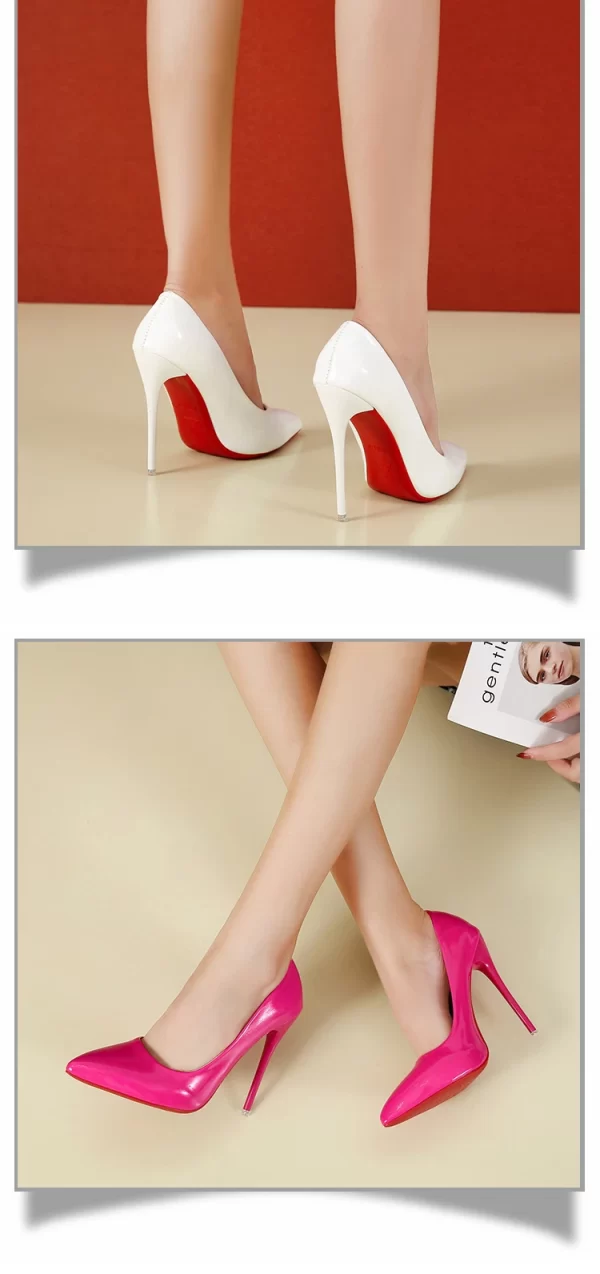 Women Shoes Red High Heels Sexy Pointed Toe 12cm Pumps Wedding Dress Shoes Nude Black Color Red Rubber Bottom High Heels - Image 24