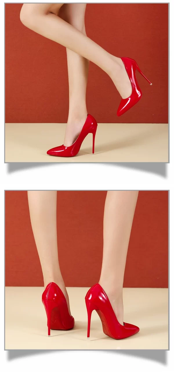 Women Shoes Red High Heels Sexy Pointed Toe 12cm Pumps Wedding Dress Shoes Nude Black Color Red Rubber Bottom High Heels - Image 28