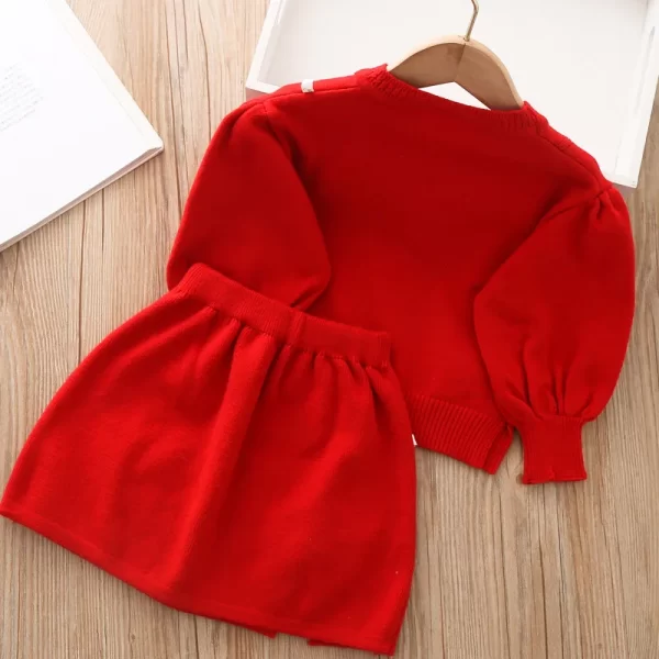 Girls Clothing Set 2-piece Long sleeved Sweater Set Autumn/Winter Sweatshirt+Skirt Set Childrens Clothing for the Start of Schoo - Image 5