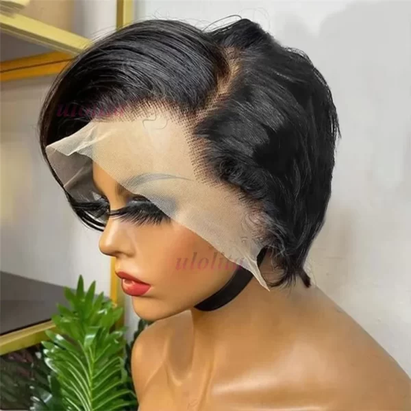 Ginger 13x4 Lace Frontal Wig Brazilian Remy Human Hair Wigs For Black Women Wavy Preplucked Hairline 613 Short Bob With Bangs - Image 7