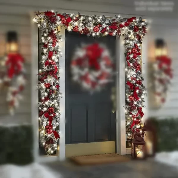 Christmas Wreath for Front Door Christmas Vine Hanging Garland Decoration Flower Garland Outdoor Home Decor Christmas Decoration - Image 7