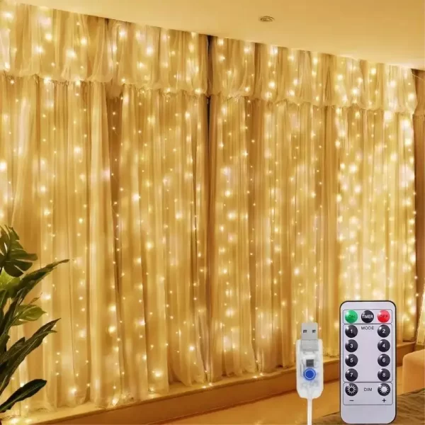 3/4/6M LED Curtain Lights Fairy Garland on the Window USB 8 Modes Light String Christmas Wedding Party Festoon Home Decoration