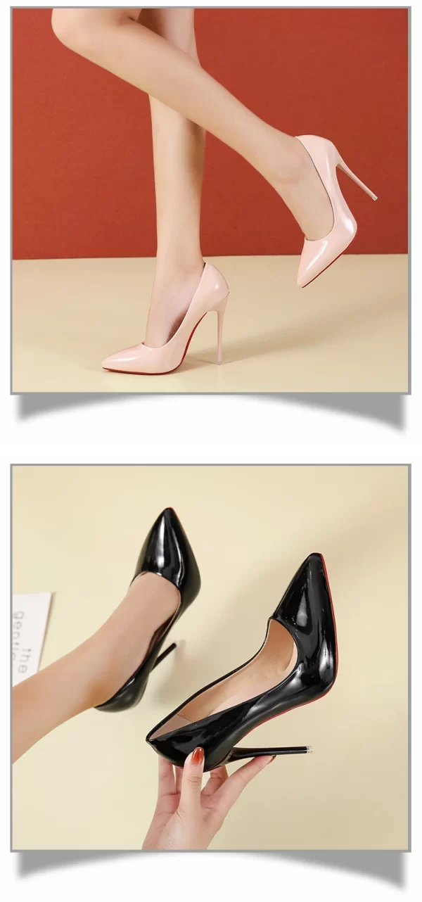 Women Shoes Red High Heels Sexy Pointed Toe 12cm Pumps Wedding Dress Shoes Nude Black Color Red Rubber Bottom High Heels - Image 33