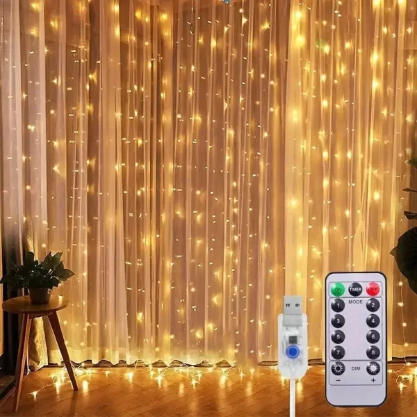 3/4/6M LED Curtain Lights Fairy Garland on the Window USB 8 Modes Light String Christmas Wedding Party Festoon Home Decoration - Image 3