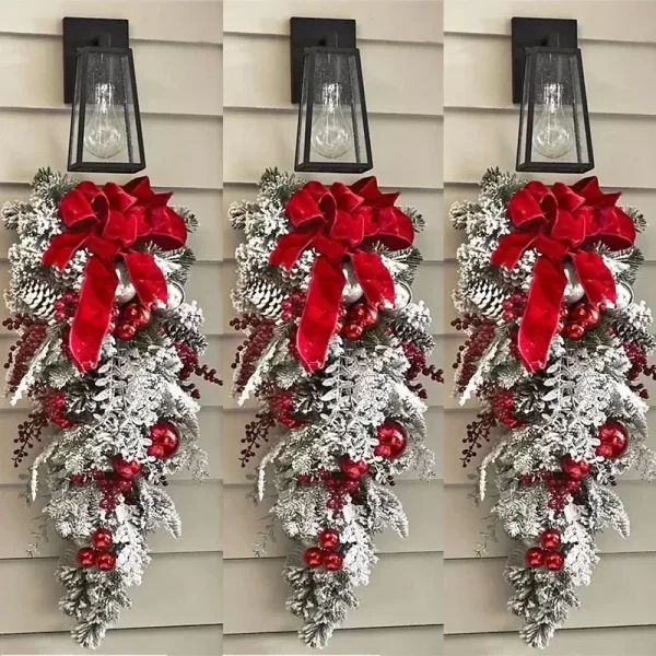 Christmas Wreath for Front Door Christmas Vine Hanging Garland Decoration Flower Garland Outdoor Home Decor Christmas Decoration - Image 3