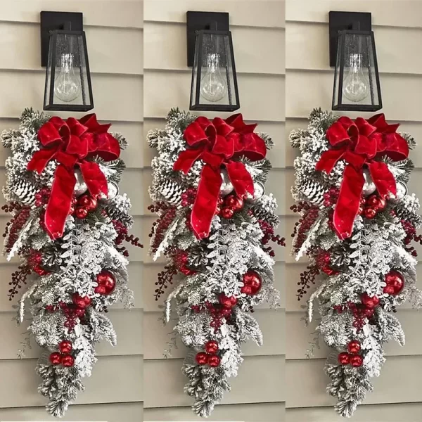 Christmas Wreath for Front Door Christmas Vine Hanging Garland Decoration Flower Garland Outdoor Home Decor Christmas Decoration - Image 8