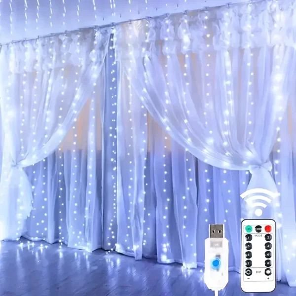 3/4/6M LED Curtain Lights Fairy Garland on the Window USB 8 Modes Light String Christmas Wedding Party Festoon Home Decoration - Image 7