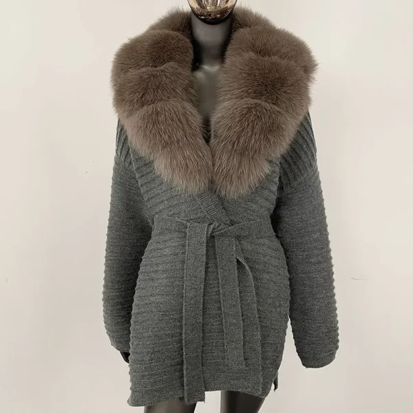 2025 Real Fur Knit Coat Women Winter Real Fox Fur Knitted Oversize Cardigan Decoration Lady Sweater Natural Raccoon Fur Coat - Image 18