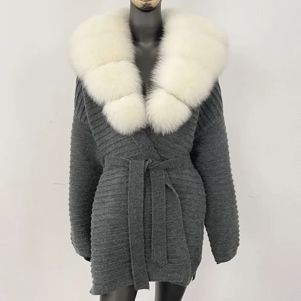 2025 Real Fur Knit Coat Women Winter Real Fox Fur Knitted Oversize Cardigan Decoration Lady Sweater Natural Raccoon Fur Coat - Image 17