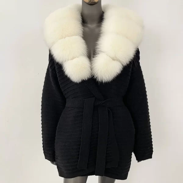 2025 Real Fur Knit Coat Women Winter Real Fox Fur Knitted Oversize Cardigan Decoration Lady Sweater Natural Raccoon Fur Coat - Image 13