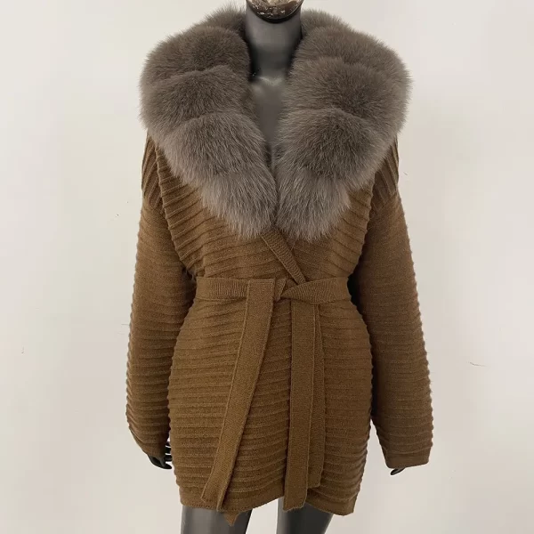 2025 Real Fur Knit Coat Women Winter Real Fox Fur Knitted Oversize Cardigan Decoration Lady Sweater Natural Raccoon Fur Coat - Image 19