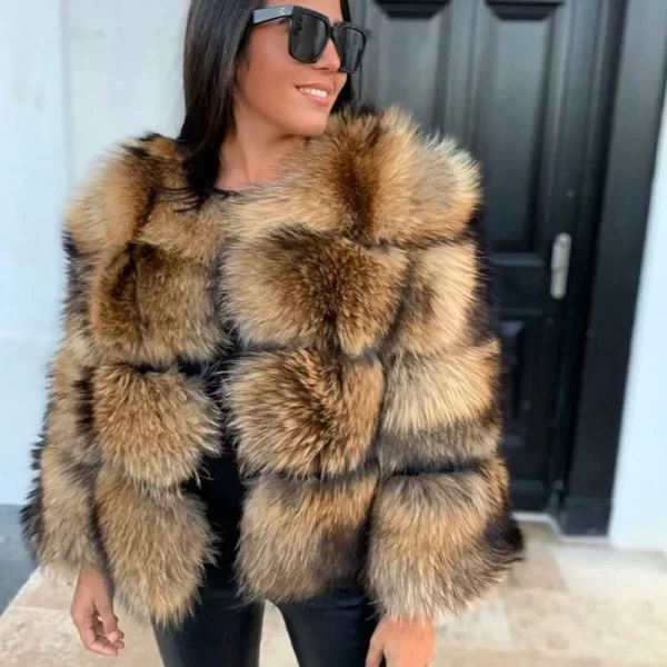 Super Hot Winter Women Luxury Thick Real Raccoon Fur Coat Natural Fox Fur Jacket Plus Size Furry Jackets Female Vest - Image 2