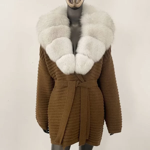 2025 Real Fur Knit Coat Women Winter Real Fox Fur Knitted Oversize Cardigan Decoration Lady Sweater Natural Raccoon Fur Coat - Image 10