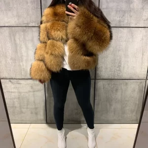 Super Hot Winter Women Luxury Thick Real Raccoon Fur Coat Natural Fox Fur Jacket Plus Size Furry Jackets Female Vest